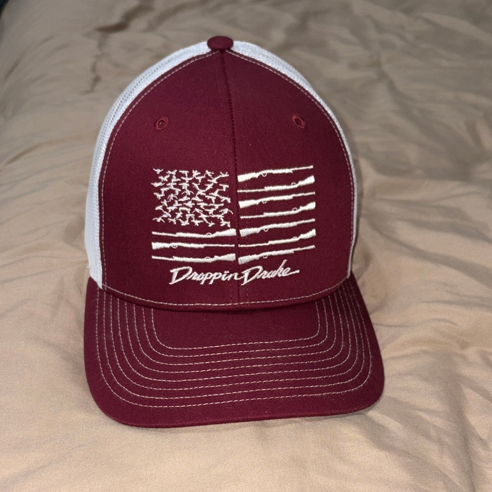 Drake Maroon and White Cap